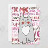 かわいいマンガ猫バレンタイン ポストカード (正面/裏面)