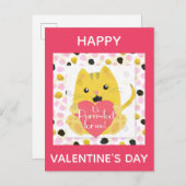 かわいいマンガ猫バレンタイン ポストカード (正面/裏面)