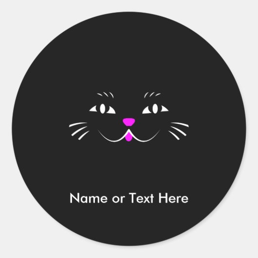 かわいいマンガ猫顔 ラウンドシール (正面)