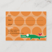 かわいいマンガ緑のアリゲーターフォトキッドの日遊付付 コーリングカード (裏面)