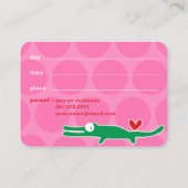 かわいいマンガ緑のアリゲーターフォトキッドの日遊付付 コーリングカード (裏面)