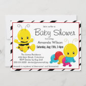 かわいいマンガ虫の赤ちゃんシャワー 招待状 (正面)