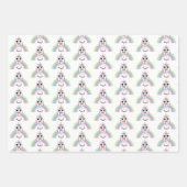 かわいいマンガ虹の一角獣と蝶の誕生日 ラッピングペーパーシート (正面)