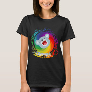 かわいいマンガ虹の白いライオンの女性Tシャツ Tシャツ
