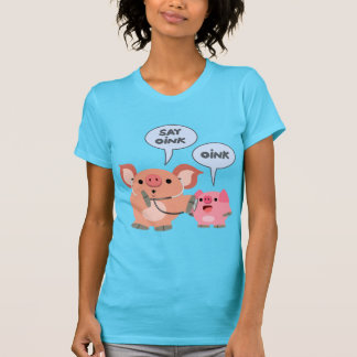 かわいいマンガ豚の医師と患者の女性のTシャツ Tシャツ