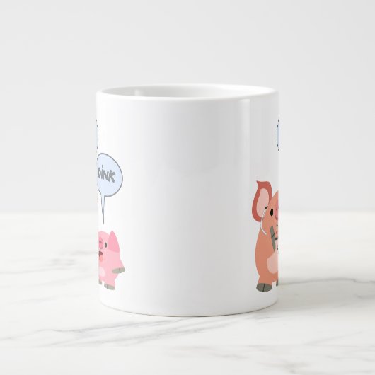 かわいいマンガ豚の医師と患者 ジャンボコーヒーマグカップ (正面)