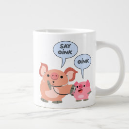 かわいいマンガ豚の医師と患者 ジャンボコーヒーマグカップ