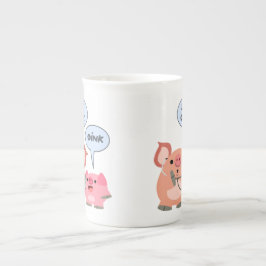 かわいいマンガ豚の医師と患者 ボーンチャイナマグカップ