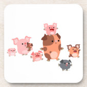 かわいいマンガ豚ファミリーコースターセット コースター (正面)