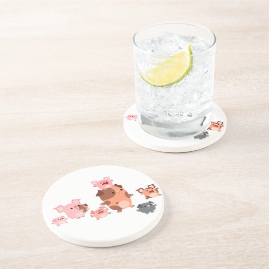 かわいいマンガ豚ファミリーコースター コースター (側面)