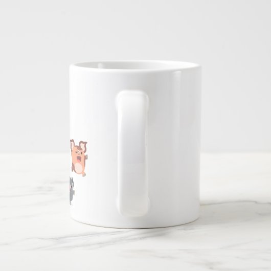 かわいいマンガ豚ファミリージャンボマグカップ ジャンボコーヒーマグカップ (裏面)