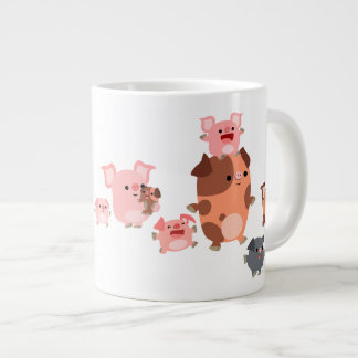 かわいいマンガ豚ファミリージャンボマグカップ ジャンボコーヒーマグカップ