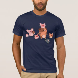 かわいいマンガ豚ファミリーTシャツ Tシャツ