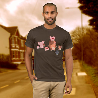 かわいいマンガ豚ファミリーTシャツ Tシャツ
