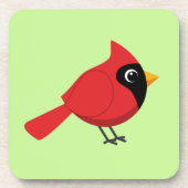 かわいいマンガ赤い（鳥）ショウジョウコウカンチョウと花 コースター (正面)