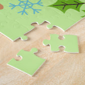 かわいいマンガ赤い（鳥）ショウジョウコウカンチョウと花 ジグソーパズル (側面)