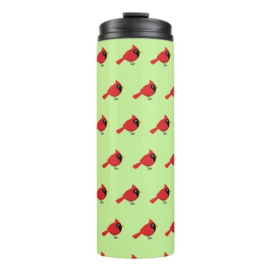 かわいいマンガ赤い(鳥)ショウジョウコウカンチョウと花 タンブラー (正面)
