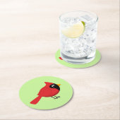 かわいいマンガ赤い（鳥）ショウジョウコウカンチョウと花 ラウンドペーパーコースター (インサイチュ)