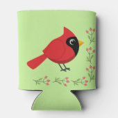 かわいいマンガ赤い（鳥）ショウジョウコウカンチョウと花 缶クーラー (裏面)