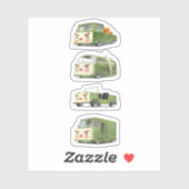 かわいいマンガ車のラインナップ シール (シート)