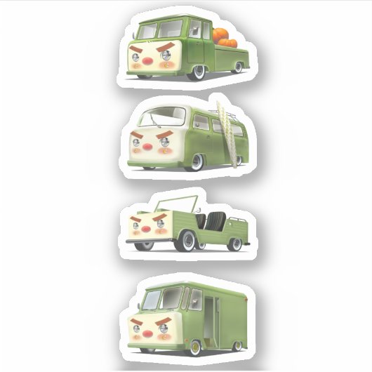 かわいいマンガ車のラインナップ シール (正面)