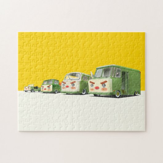 かわいいマンガ車のラインナップ ジグソーパズル (横)