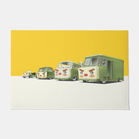 かわいいマンガ車のラインナップ ドアマット (正面)