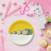 かわいいマンガ車のラインナップ ペーパープレート (パーティー)