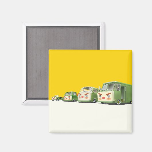 かわいいマンガ車のラインナップ マグネット (正面/裏面)