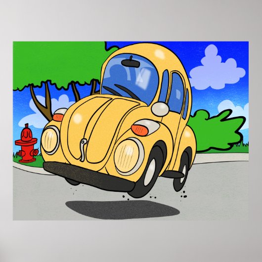 かわいいマンガ車 ポスター (正面)