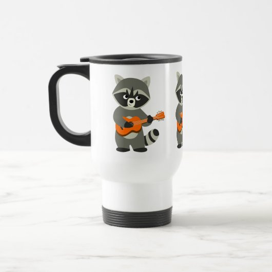 かわいいマンガ遊ーのラクーンのギターコミューターマグ トラベルマグ (左)
