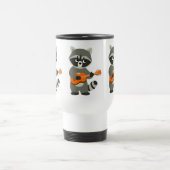 かわいいマンガ遊ーのラクーンのギターコミューターマグ トラベルマグ (中央)