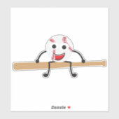 かわいいマンガ野球のボールとこうもり シール (シート)