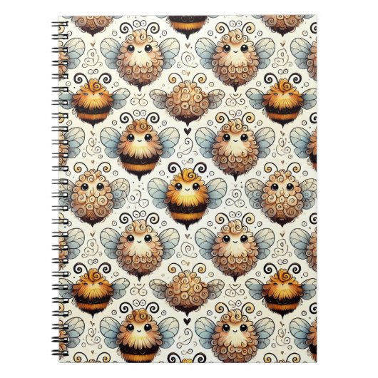 かわいいマンガ風のハチ ノートブック (正面)