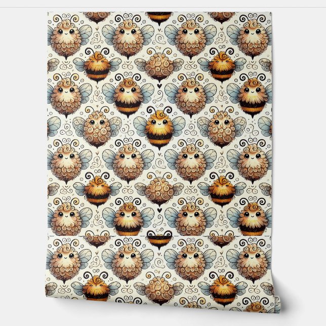 かわいいマンガ風のハチ 壁紙 (ほどく)