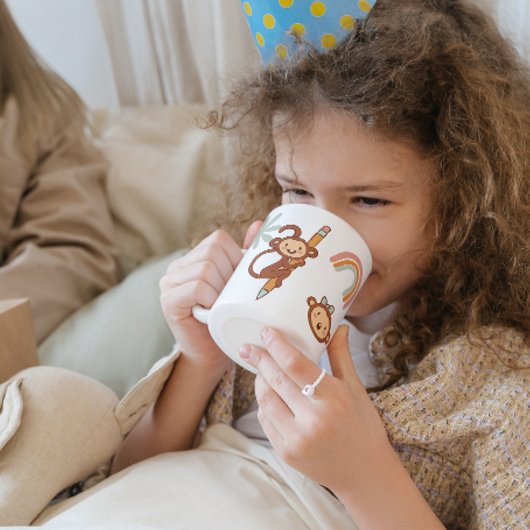 かわいいマンガ風モンキーボホカラー コーヒーマグカップ