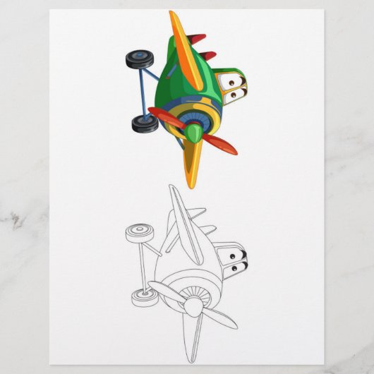 かわいいマンガ飛行機のカラーリングページ チラシ (正面)