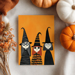 かわいいマンガ魔女の名前ハッピーハローウィン カード