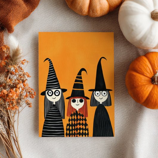 かわいいマンガ魔女の名前ハッピーハローウィン カード