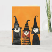 かわいいマンガ魔女の名前ハッピーハローウィン カード (正面)