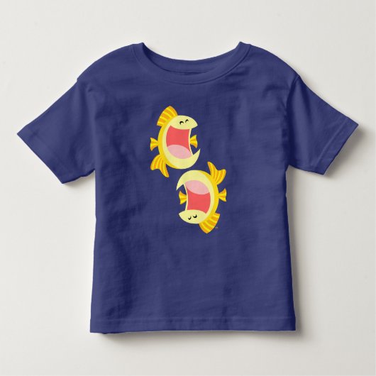 かわいいマンガ魚ベビーTシャツ2枚 トドラーTシャツ (正面)