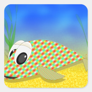 かわいいマンガ魚 スクエアシール