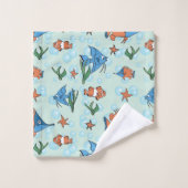 かわいいマンガ魚 バスタオルセット (ウォッシュタオル)