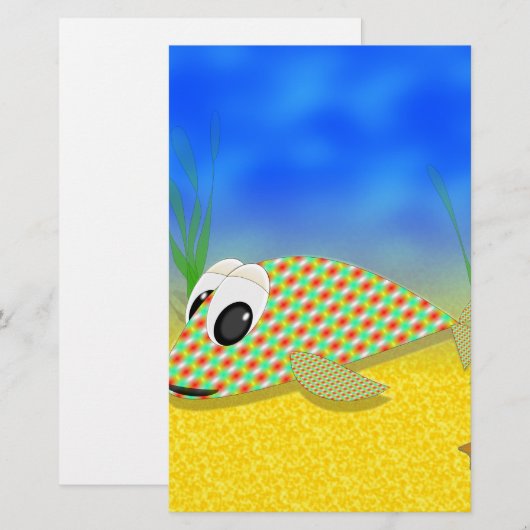 かわいいマンガ魚 便箋 (正面/裏面)