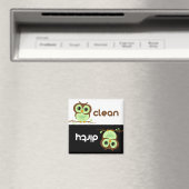 かわいいマンガ・グリーン・フクロウ マグネット (インサイチュ (食洗機))