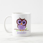 かわいいマンガ・パープルフクロウ コーヒーマグカップ (左)