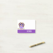 かわいいマンガ・パープルフクロウ ポストイット (デスク上)
