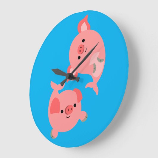 かわいいマンガ・マーピッグ ラージ壁時計 (傾斜)