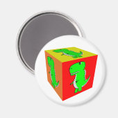 かわいいマンガDinoキューブアート マグネット (正面/裏面)