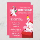 かわいいマンガX-masホワイトエレファントパーティー 招待状 (正面/裏面)